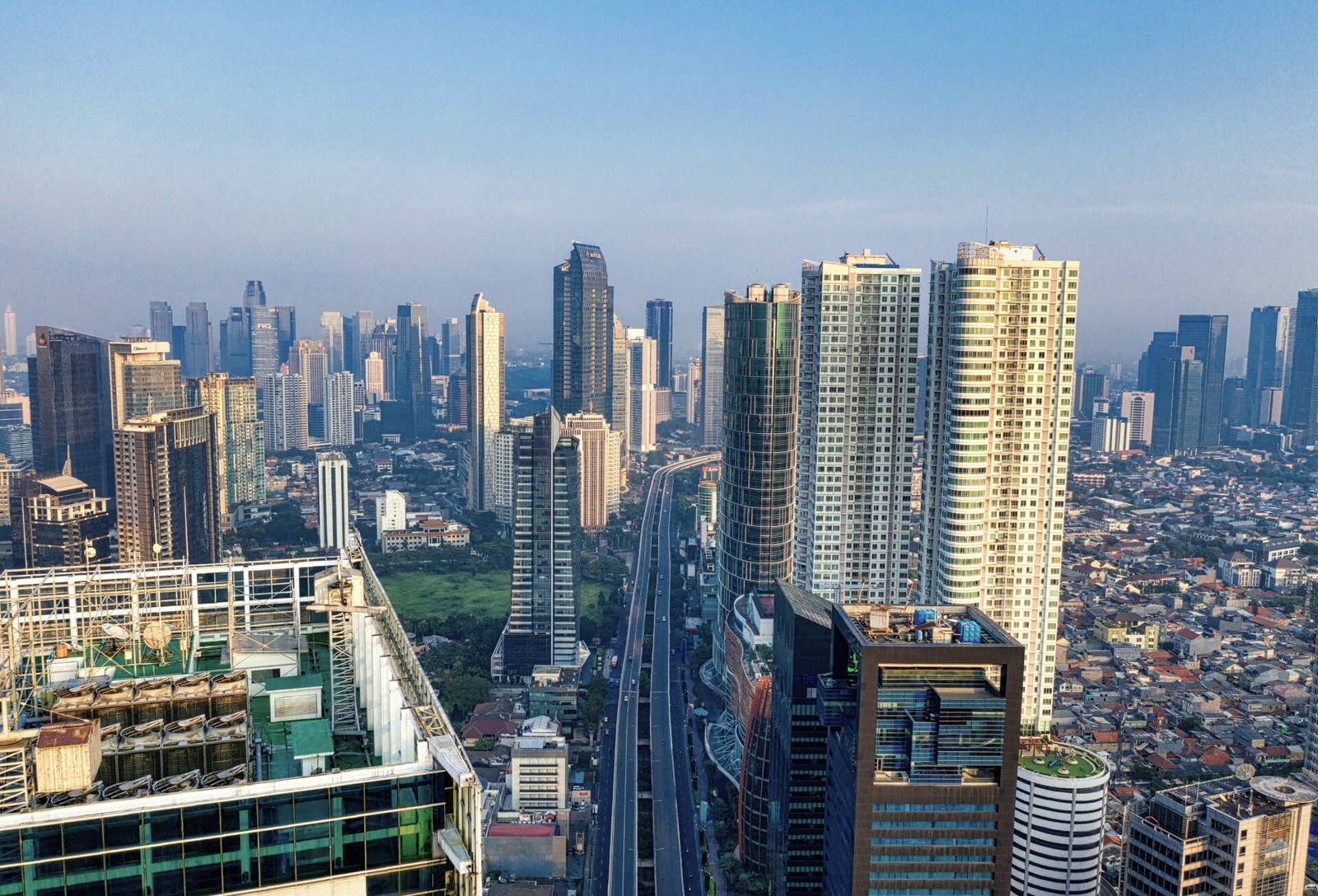An Indonesian city skyline seen from above.